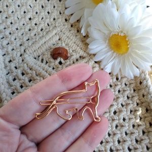 Gold cat barrette clip for hair kitten animal pet